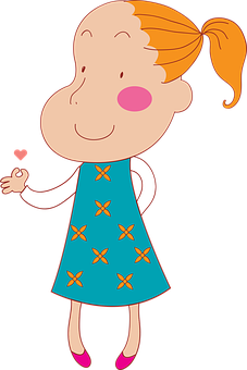 Happy Cartoon Girl Blowing Kiss