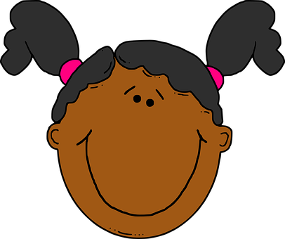 Happy Cartoon Girl Head Illustration