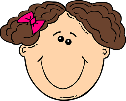 Happy Cartoon Girlwith Pink Bow