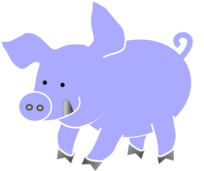 Happy Cartoon Pig Black Background