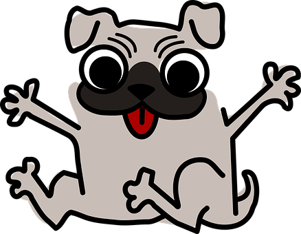 Happy Cartoon Pug Dog