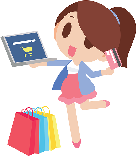 Happy Cartoon Shopper Online Shopping