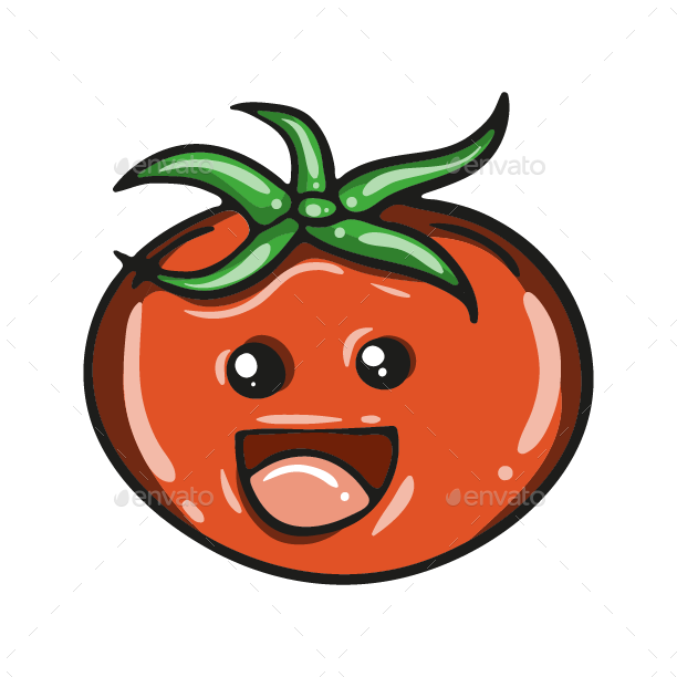 Happy Cartoon Tomato Character