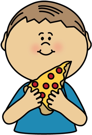 Happy Child Eating Pizza Clipart