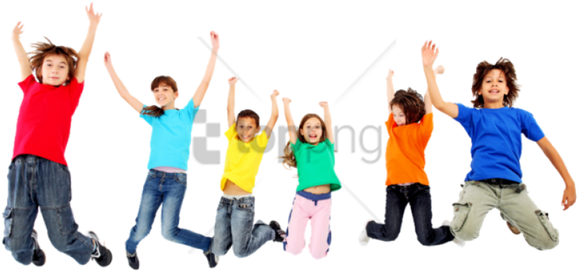 Happy Children Jumping In Air