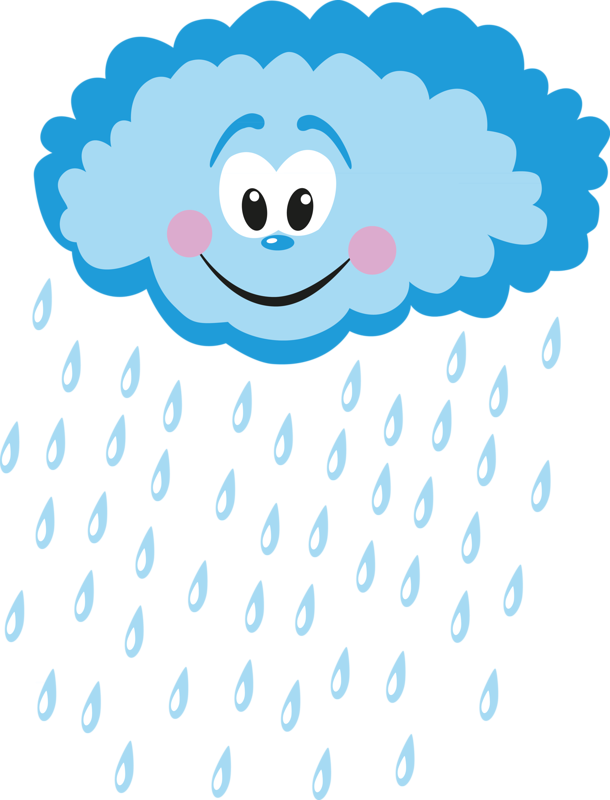 Happy Cloud Raindrops Illustration