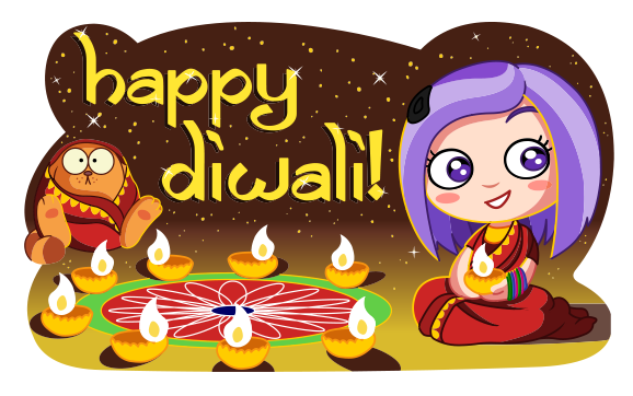 Happy Diwali Cartoon Celebration