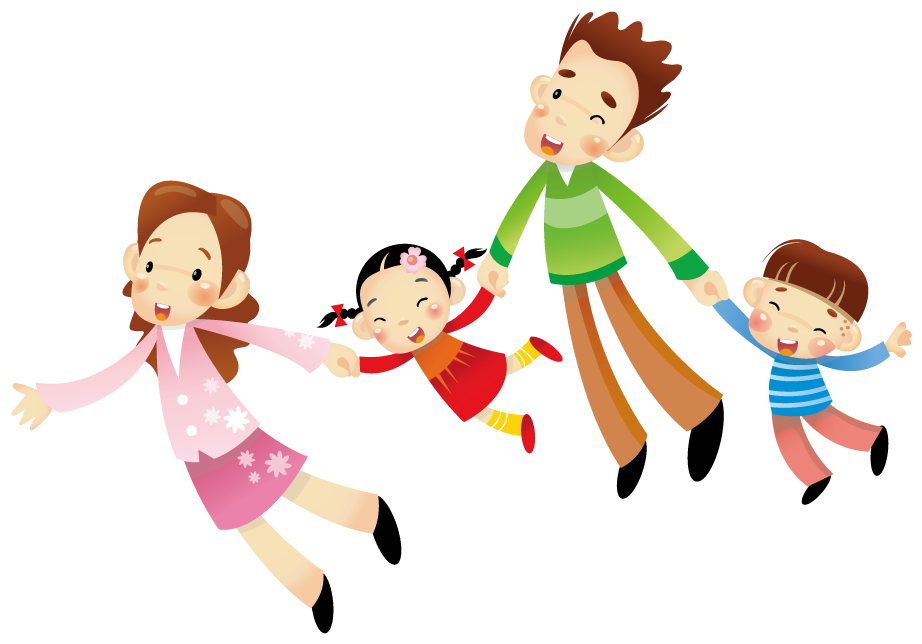 Happy Family Cartoon Skipping