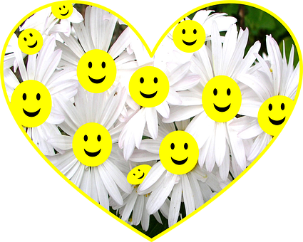 Happy Flowersin Heart Shape