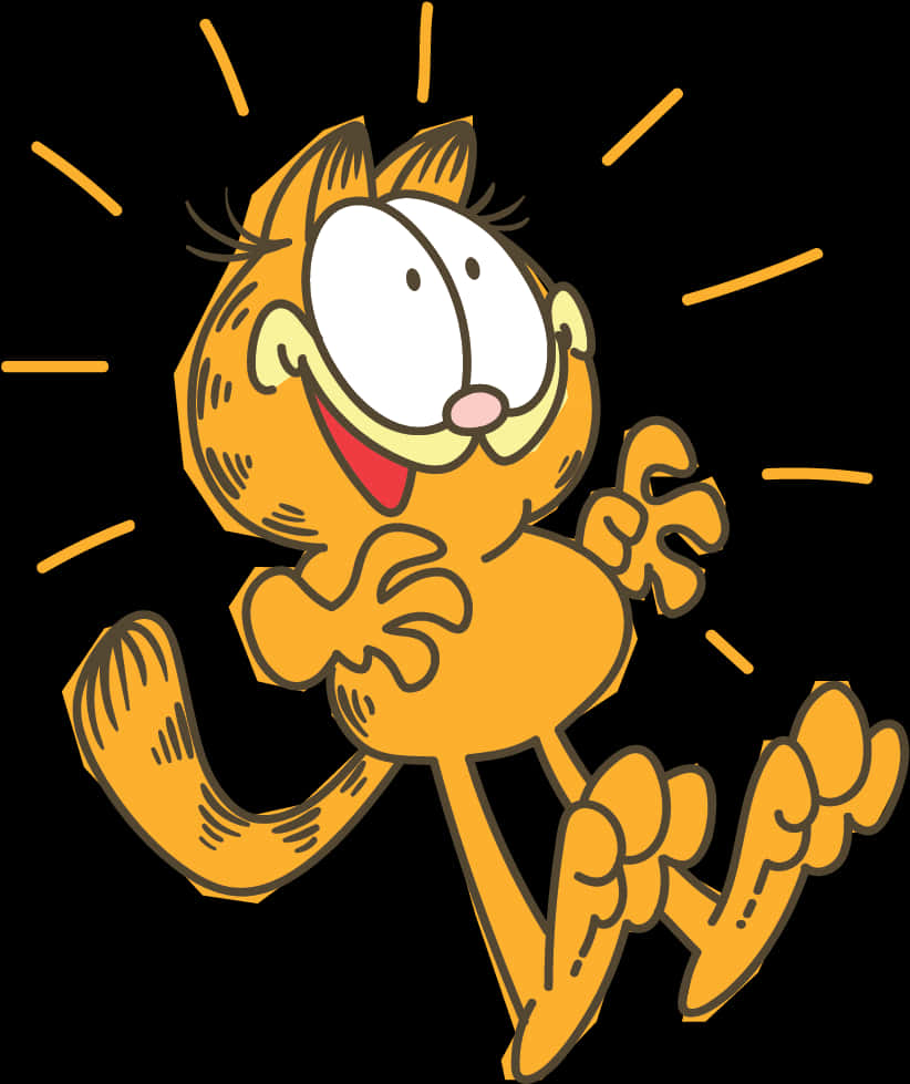 Happy Garfield Cartoon Illustration