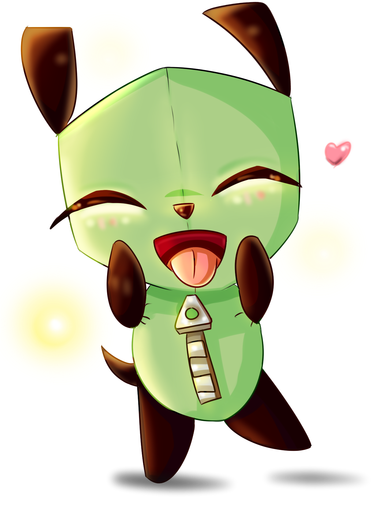 Happy Green Robot Cartoon