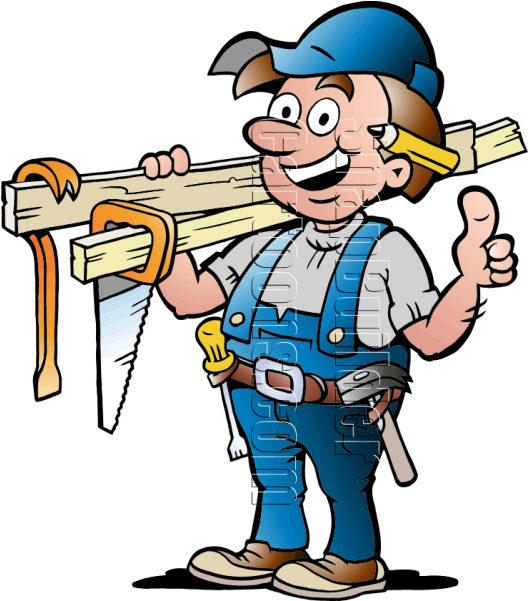 Happy Handyman Cartoon Character