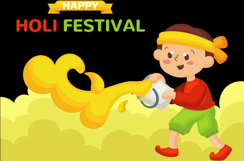 Happy Holi Festival Celebration Cartoon