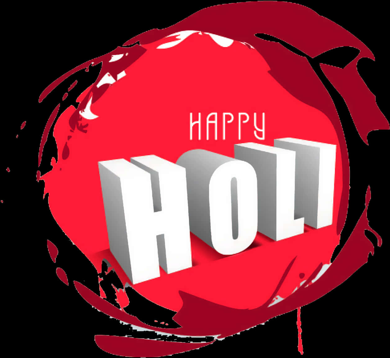 Happy Holi3 D Text Red Splash Background