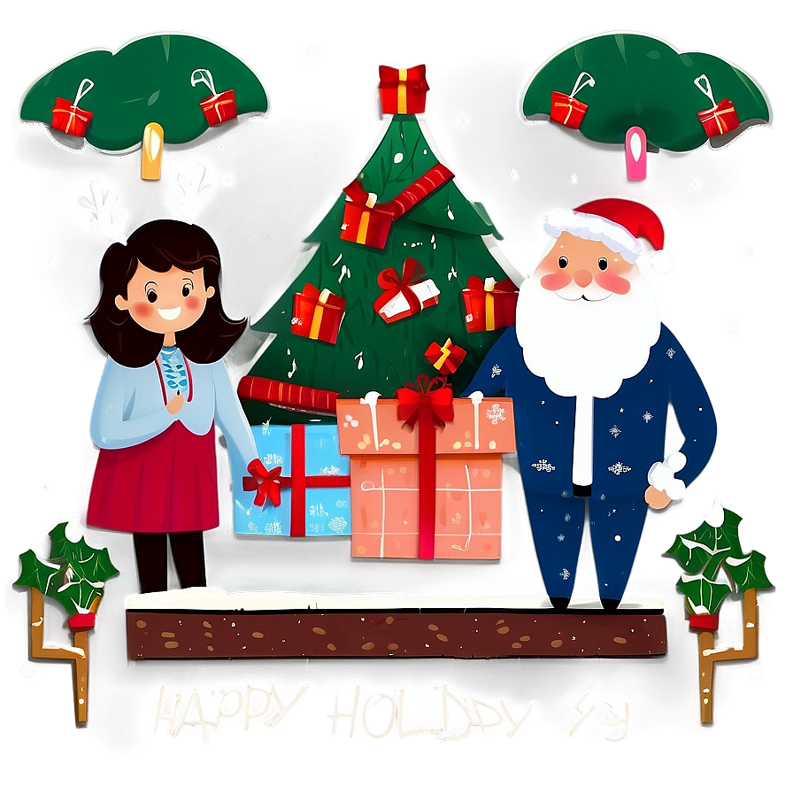 Happy Holidays Family Illustration Png 61