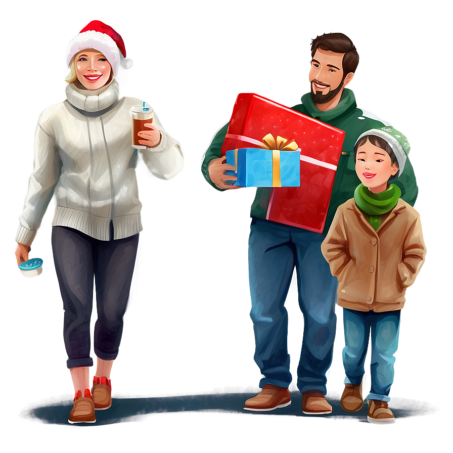 Happy Holidays Family Illustration Png Qgq4