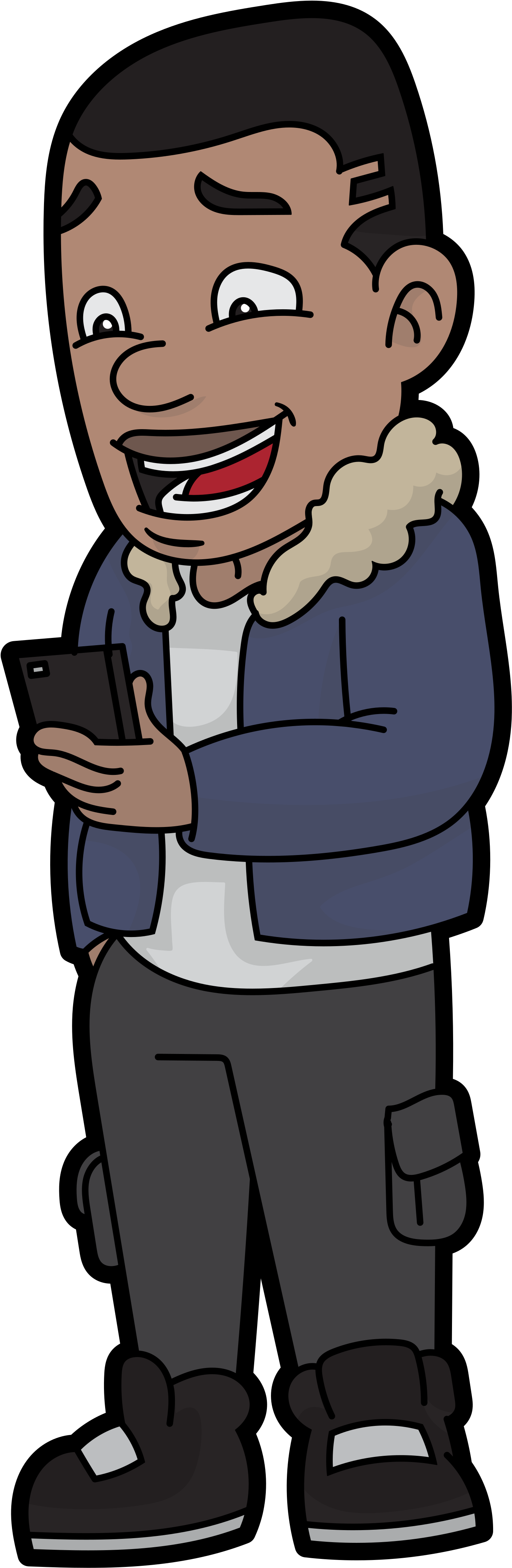 Happy Man Using Smartphone Cartoon