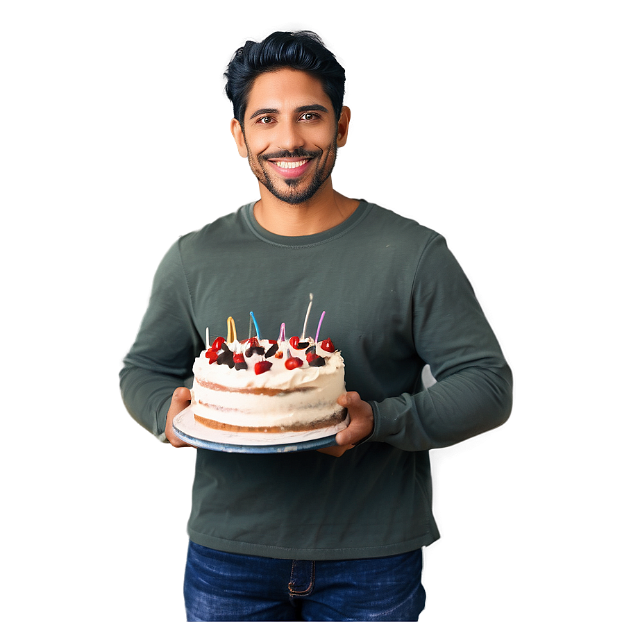 Happy Man With Cake Png Dis15