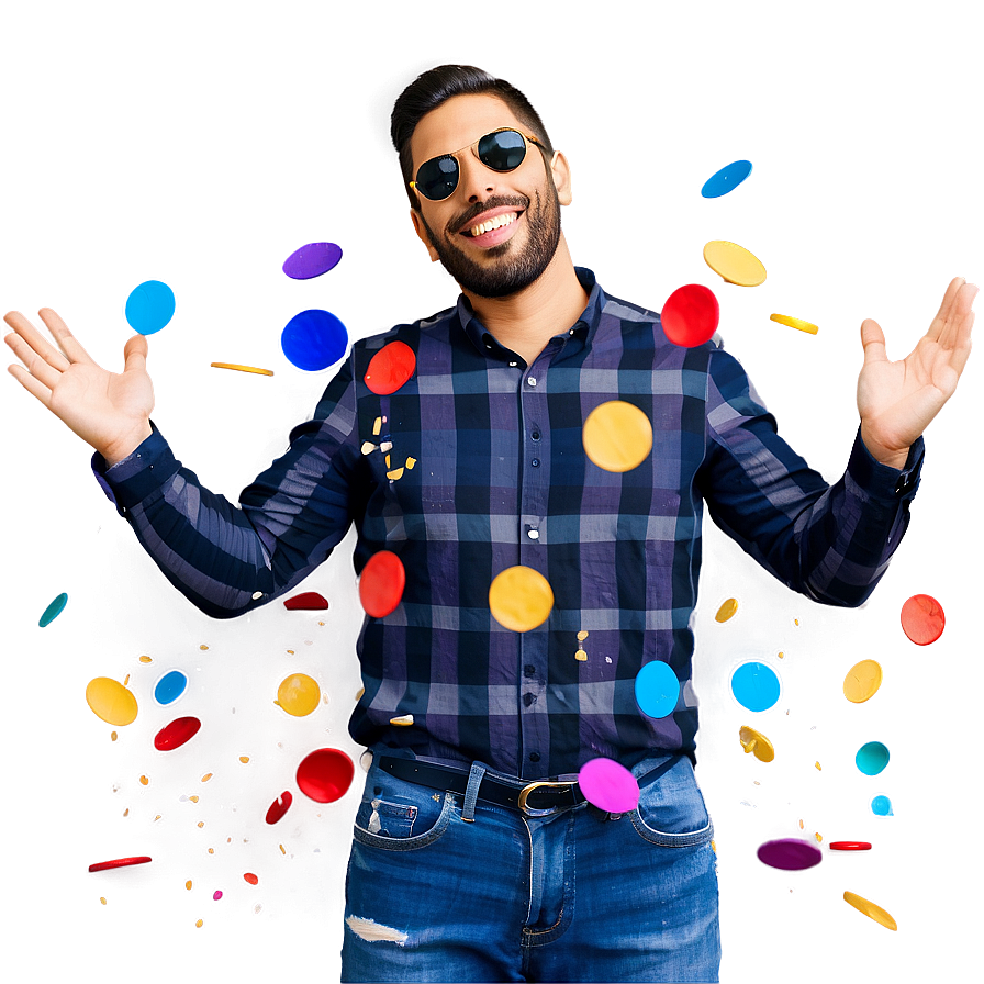 Happy Man With Confetti Png 47