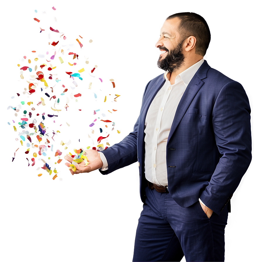 Happy Man With Confetti Png Fdx25