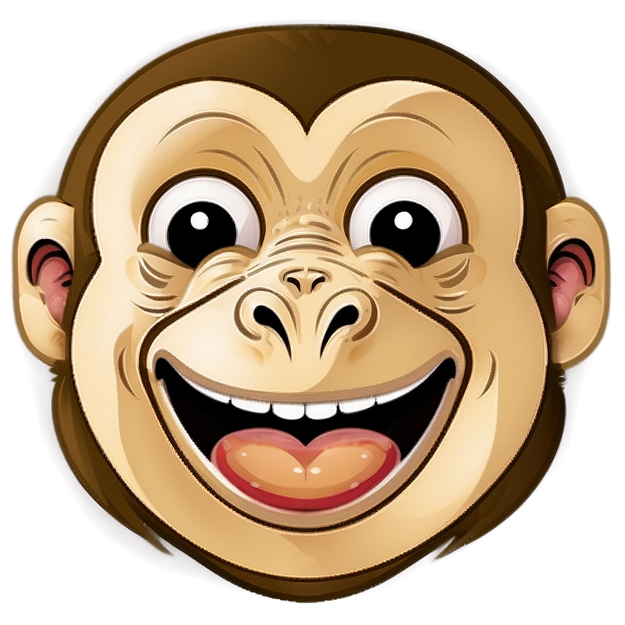 Happy Monkey Face Illustration Png 7