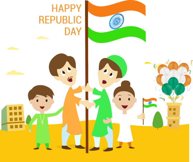 Happy Republic Day Celebration Cartoon