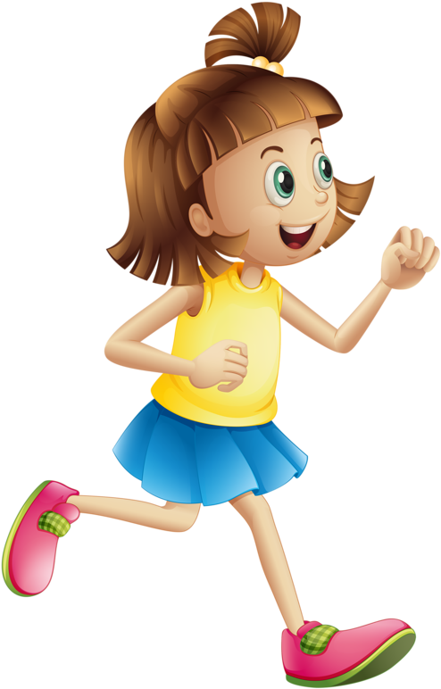 Happy Running Girl Cartoon