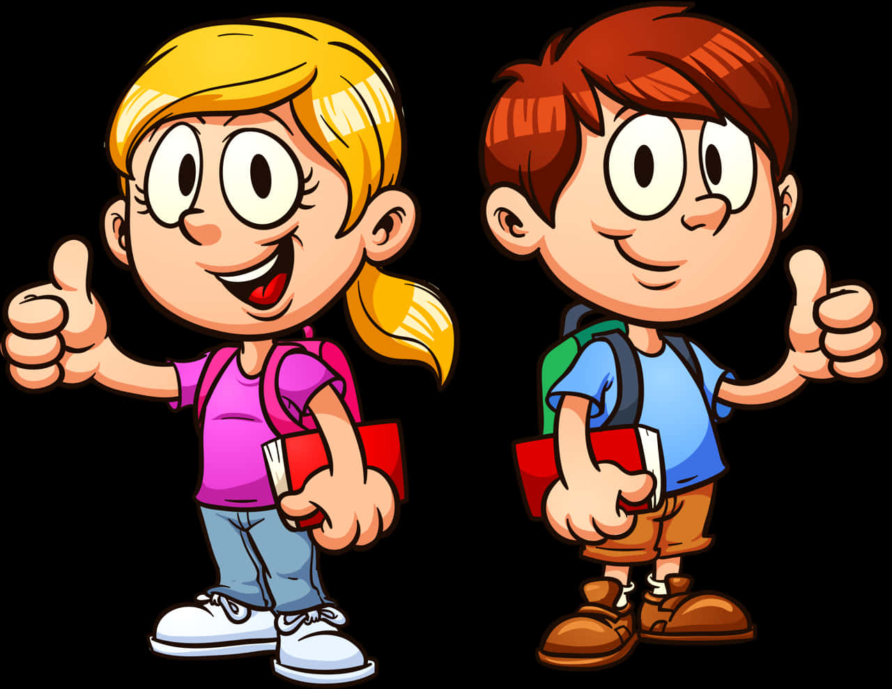 Happy Students Cartoon