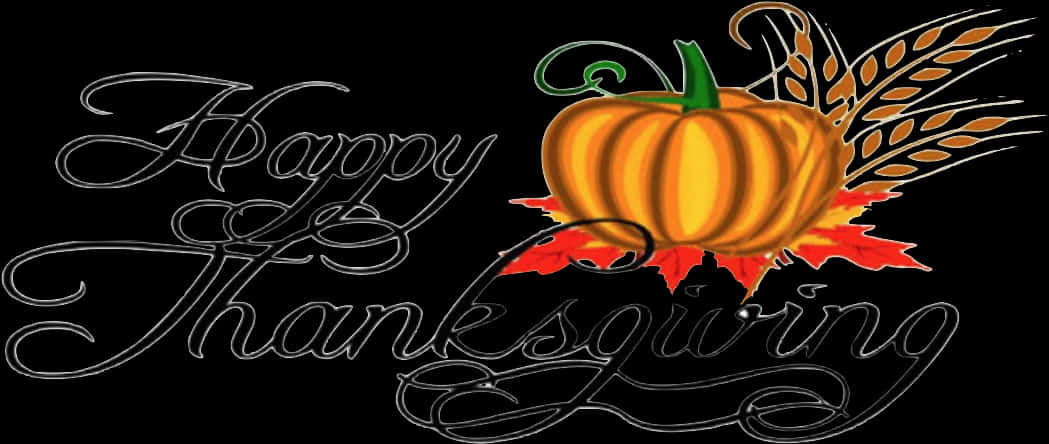 Happy Thanksgiving Pumpkinand Wheat Graphic