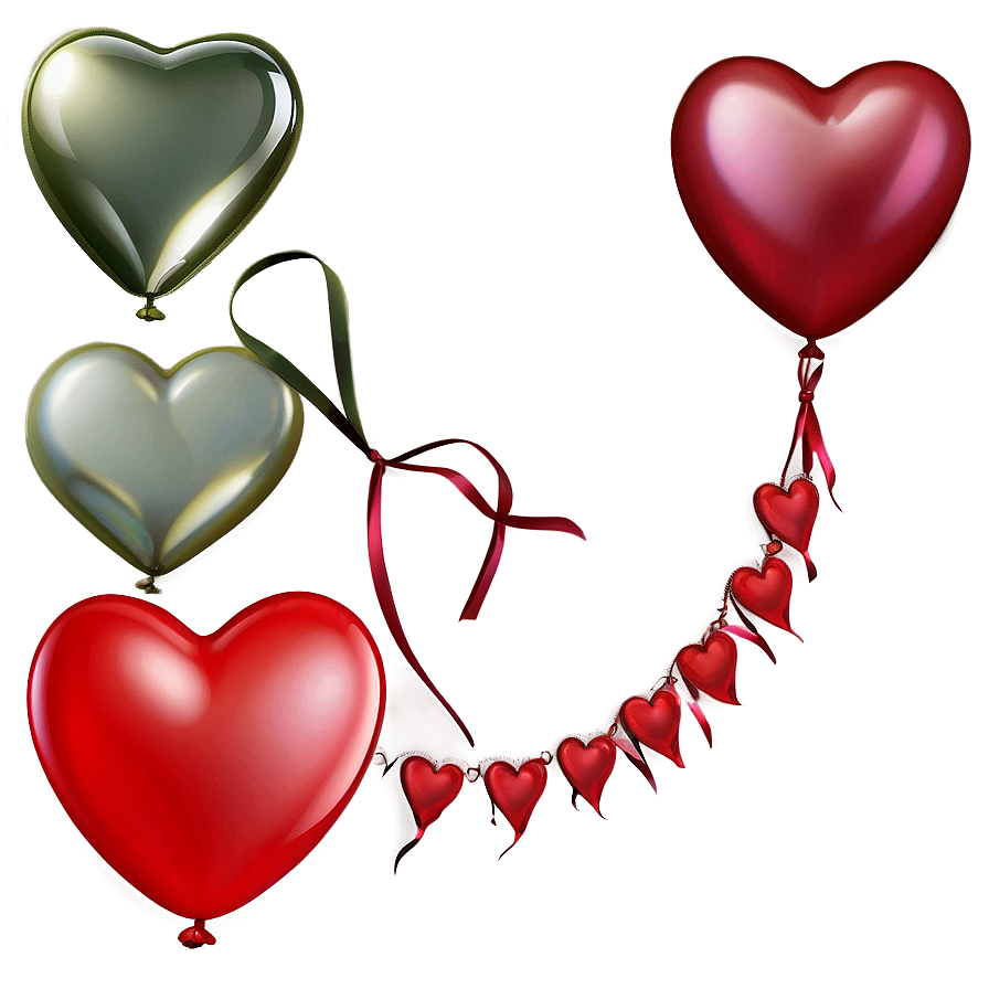 Happy Valentine's Day Heart Balloon Bunch Png 52