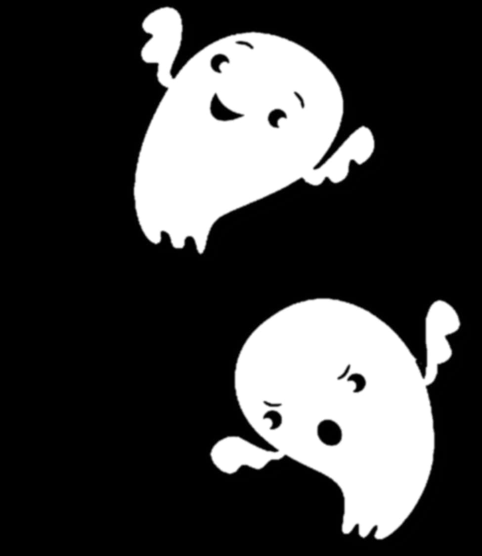 Happyand Sad Cartoon Ghosts