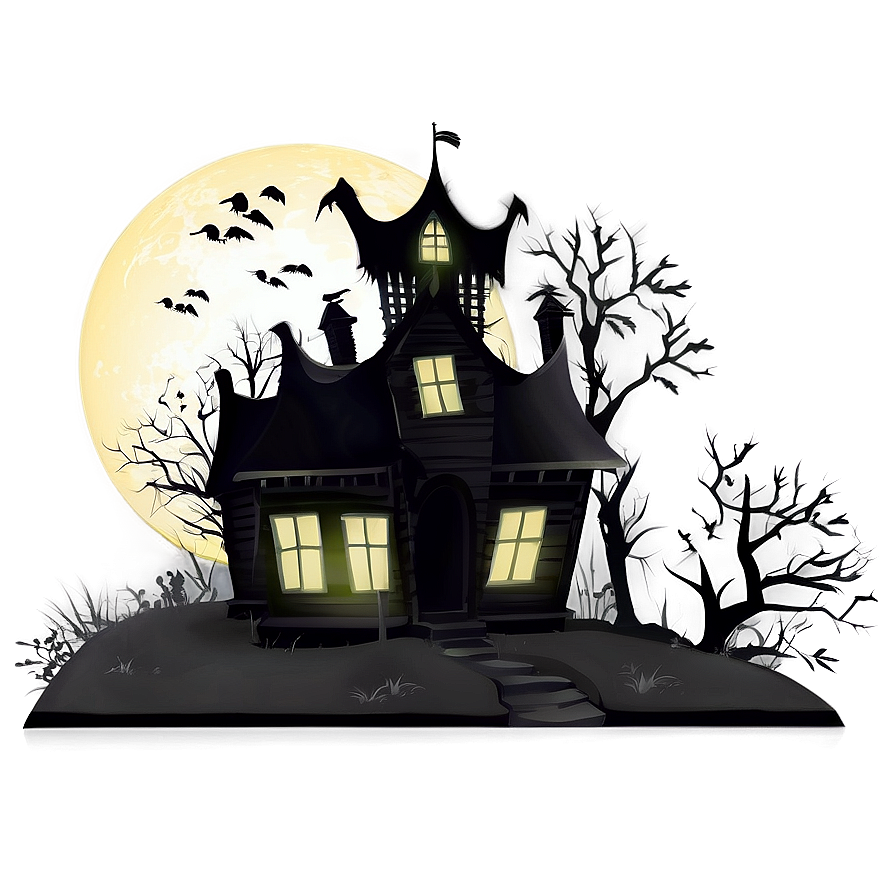 Haunted House Silhouette Png 84