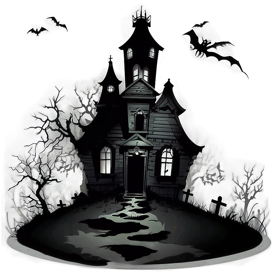 Haunted House Silhouette Png Lsw