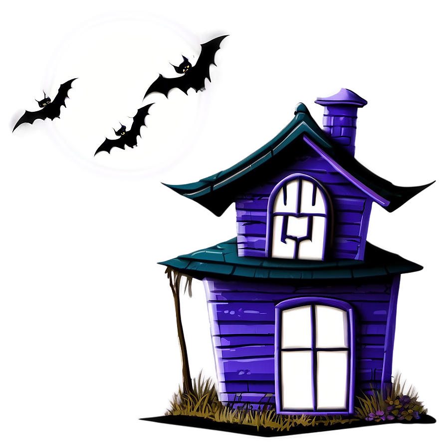 Haunted House With Bats Png Ofk