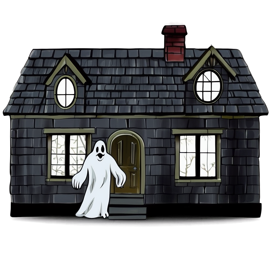 Haunted House With Ghostly Figures Png Nfy5