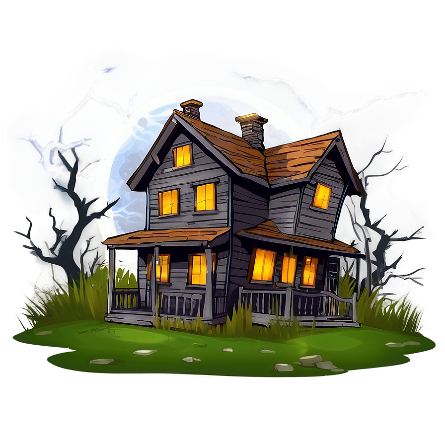 Haunted House With Lightning Png 35