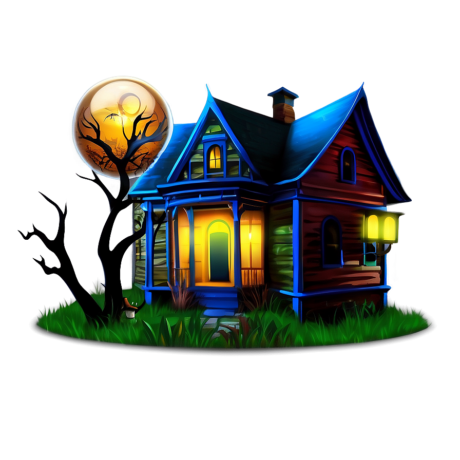 Haunted House With Mystic Orbs Png 69