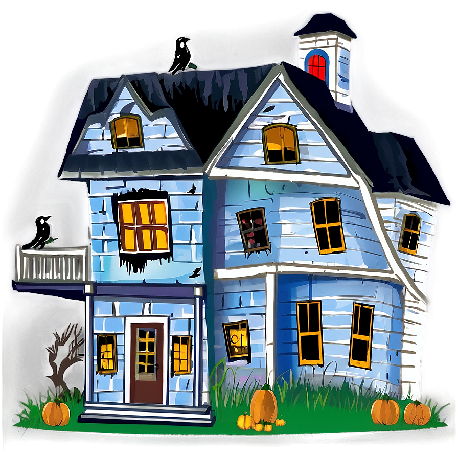 Haunted House With Ravens Png Mvq