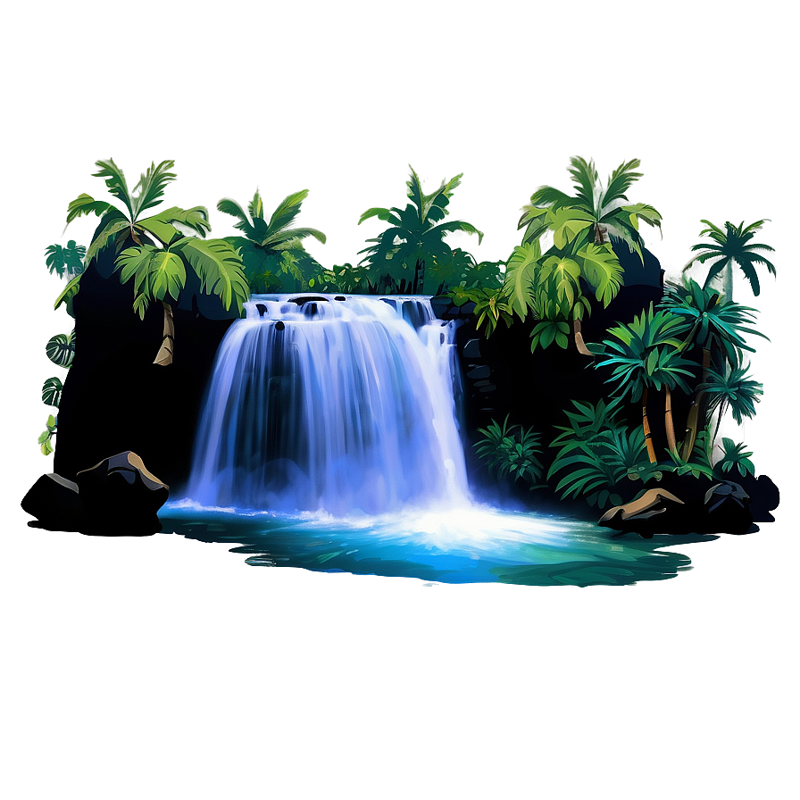 Hawaiian Islands Waterfall Oasis Png 06212024