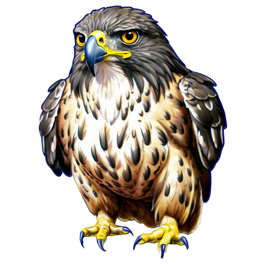 Hawk In Detailed Sketch Png 56