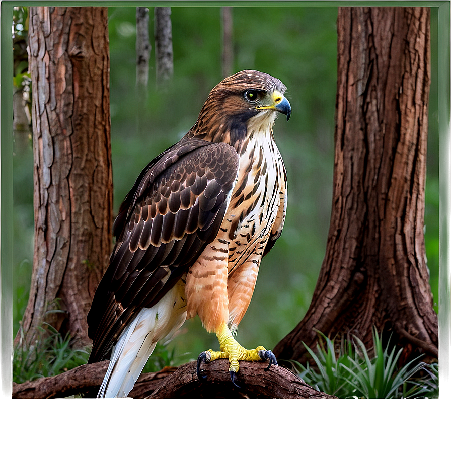 Hawk In Forest Setting Png Uyw