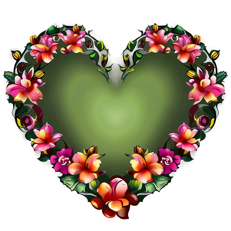 Heart And Flowers Illustration Png Knp