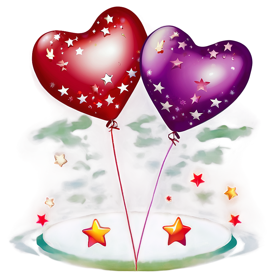 Heart Balloon With Stars Png Agb