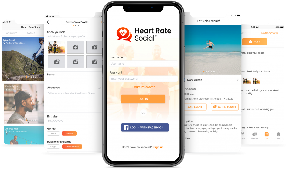 Heart Rate Social App Screenshots