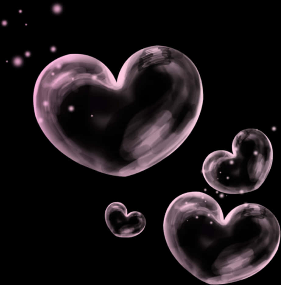 Heart Shaped Bubbles Dark Background