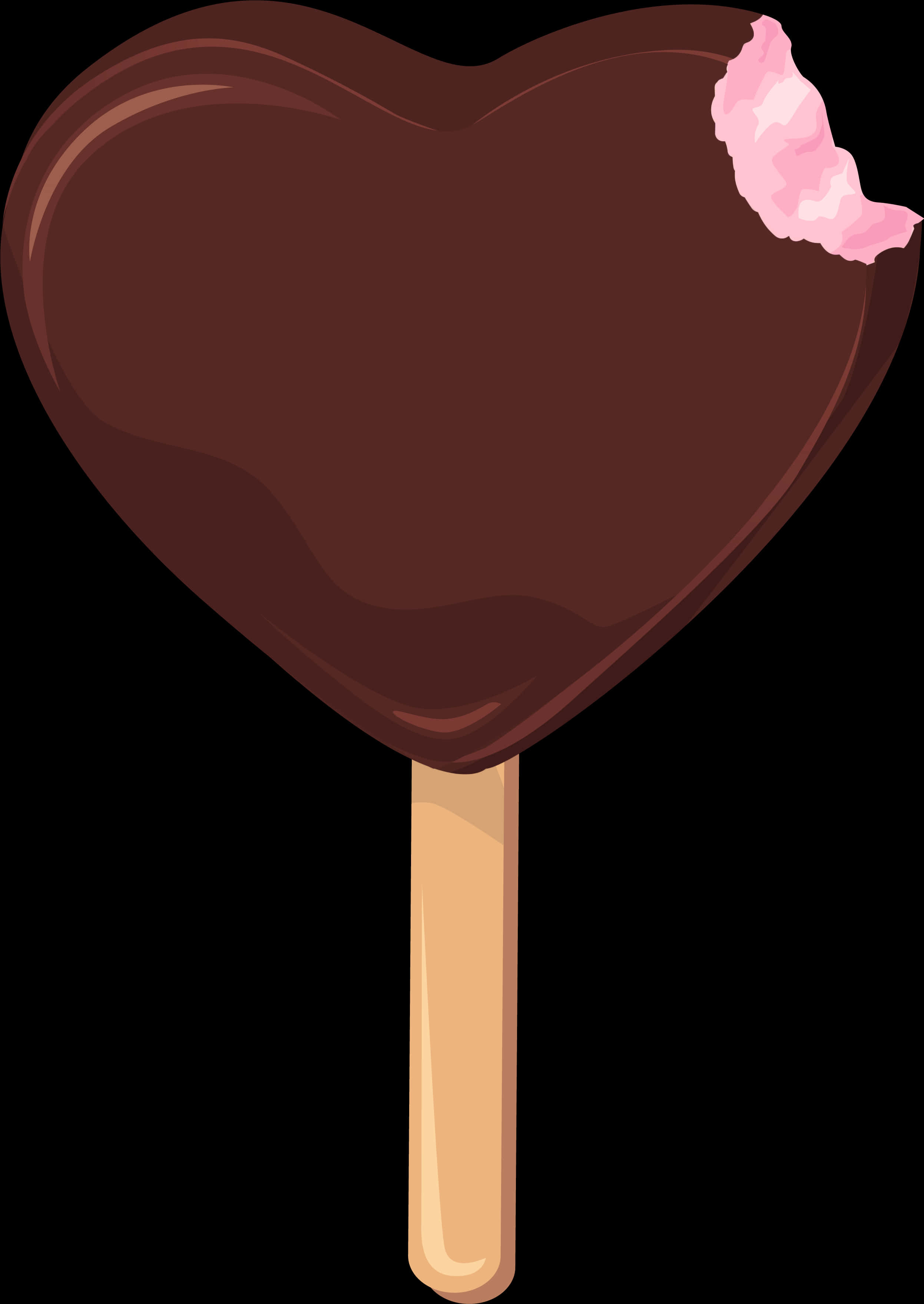 Heart Shaped Chocolate Ice Cream Popsicle Clipart