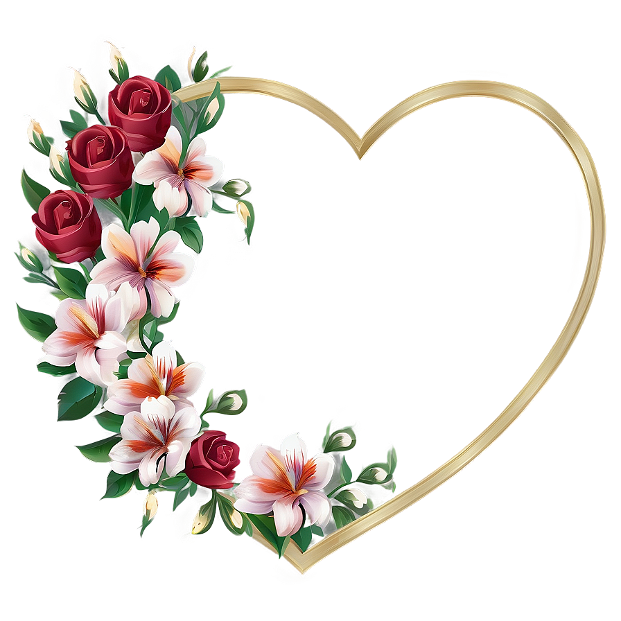 Heart Shaped Flower Border Png Daj76