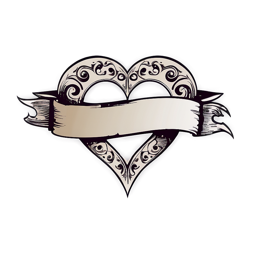 Heart With Banner Tattoo Png Xcs78