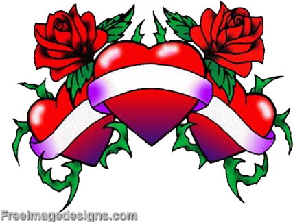 Heartand Roses Love Tattoo Design