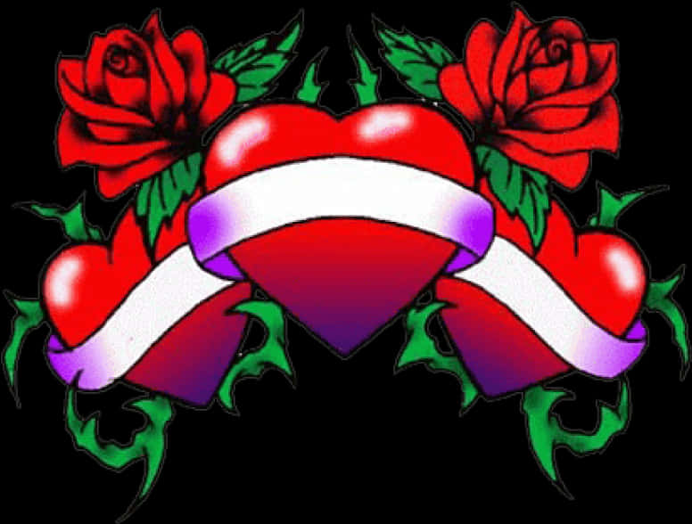 Heartand Roses Tattoo Design